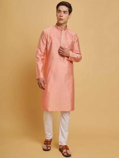 swagg india peach regular fit kurta