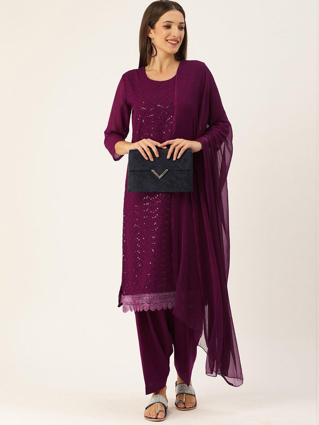 swagg india purple embroidered unstitched dress material