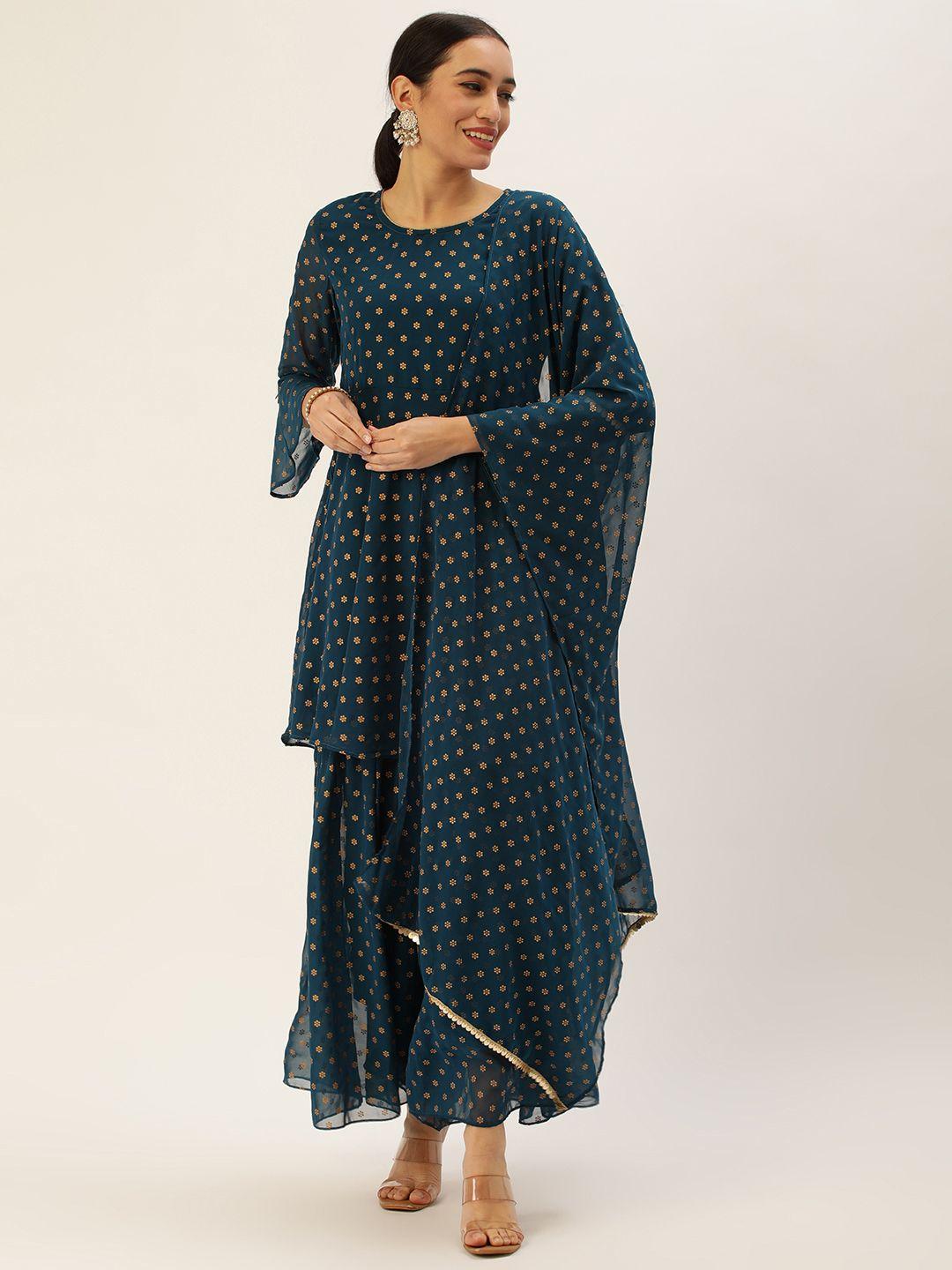 swagg india women ethnic motifs empire kurti with sharara & with dupatta