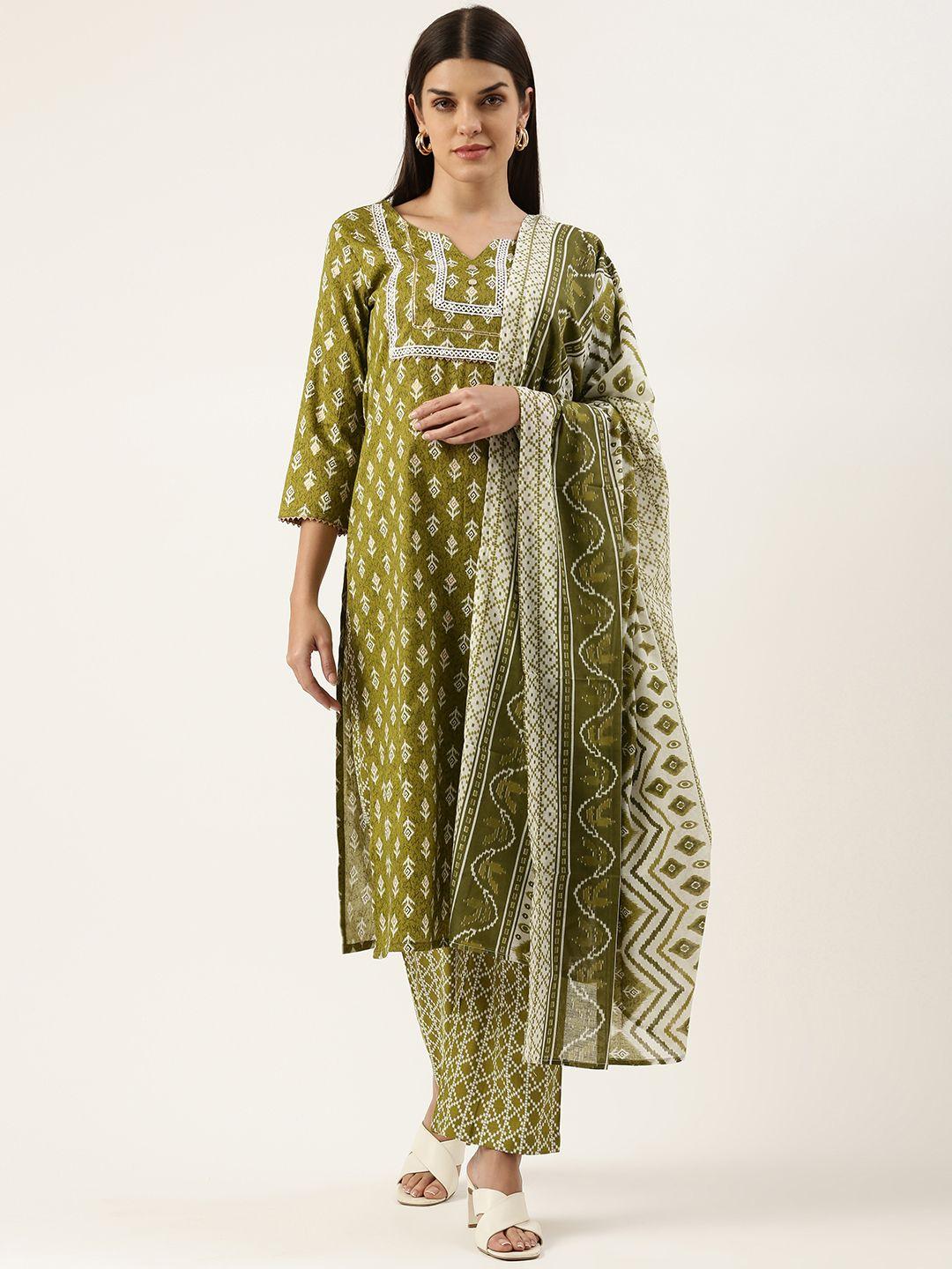 swagg india women ethnic motifs printed gotta patti kurta with trousers & dupatta