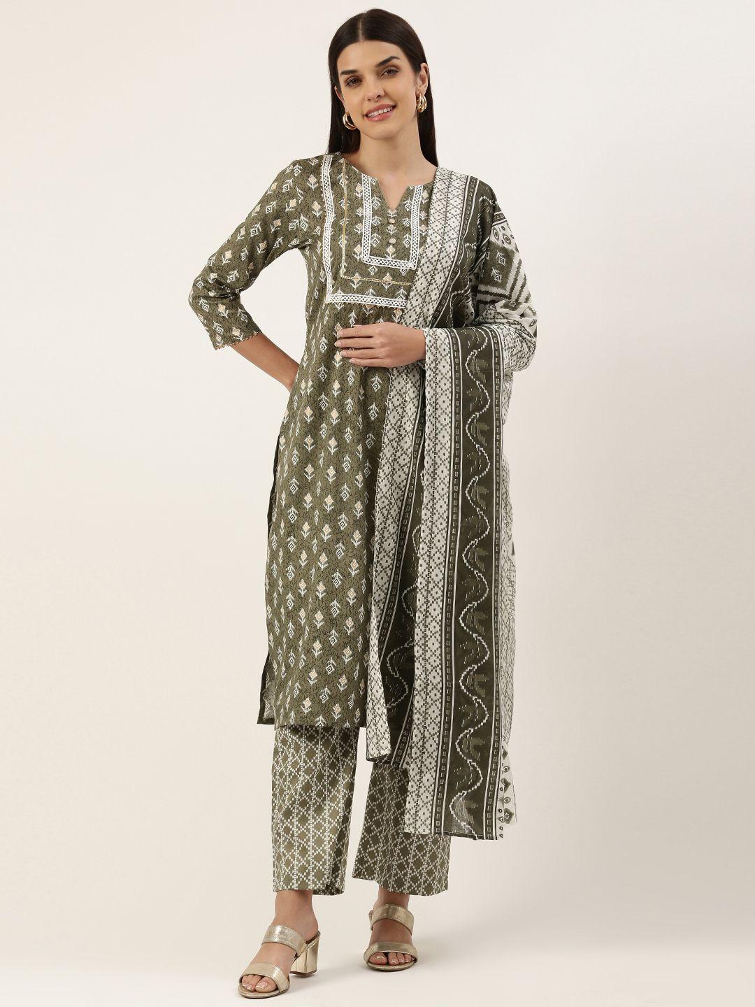 swagg india women ethnic motifs printed gotta patti kurta with trousers & dupatta