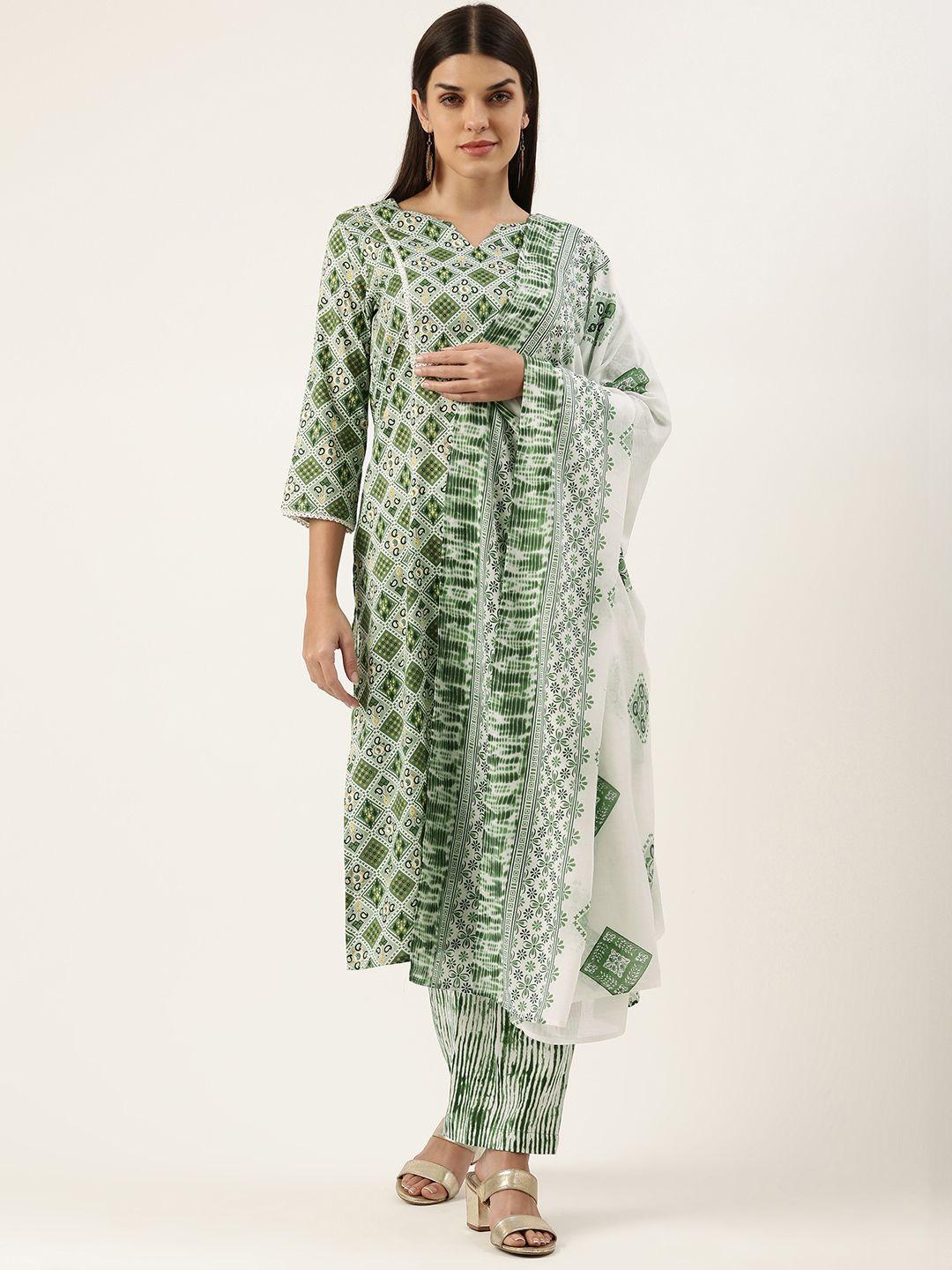 swagg india women ethnic motifs printed thread work kurta with trousers & dupatta