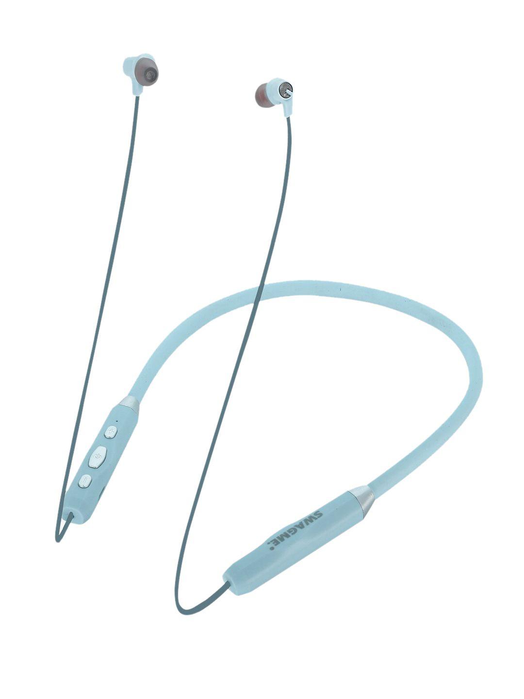swagme blue wireless flexible neckband headphones