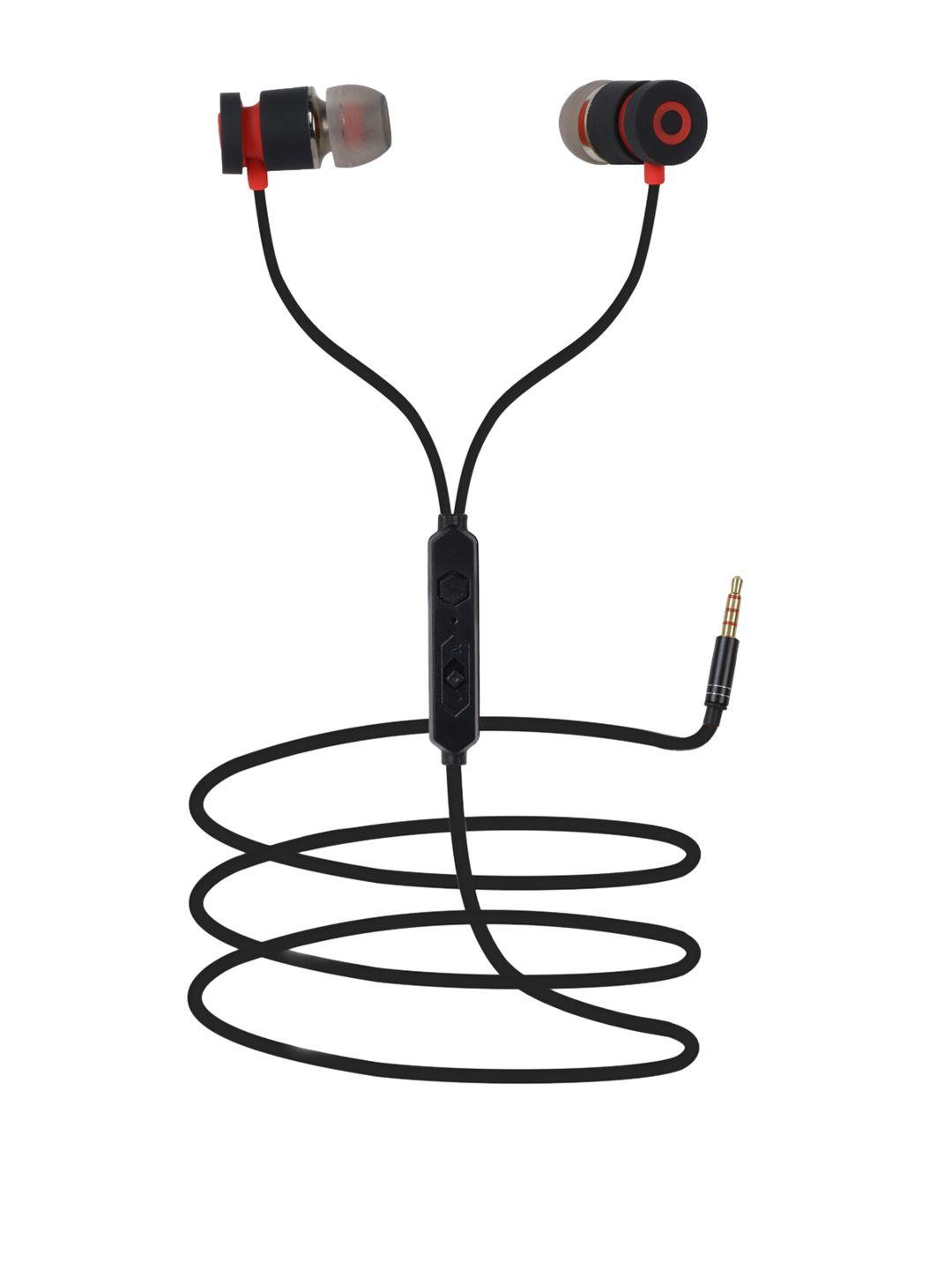 swagme black & red solid bassboss in-ear wired earphones with mic