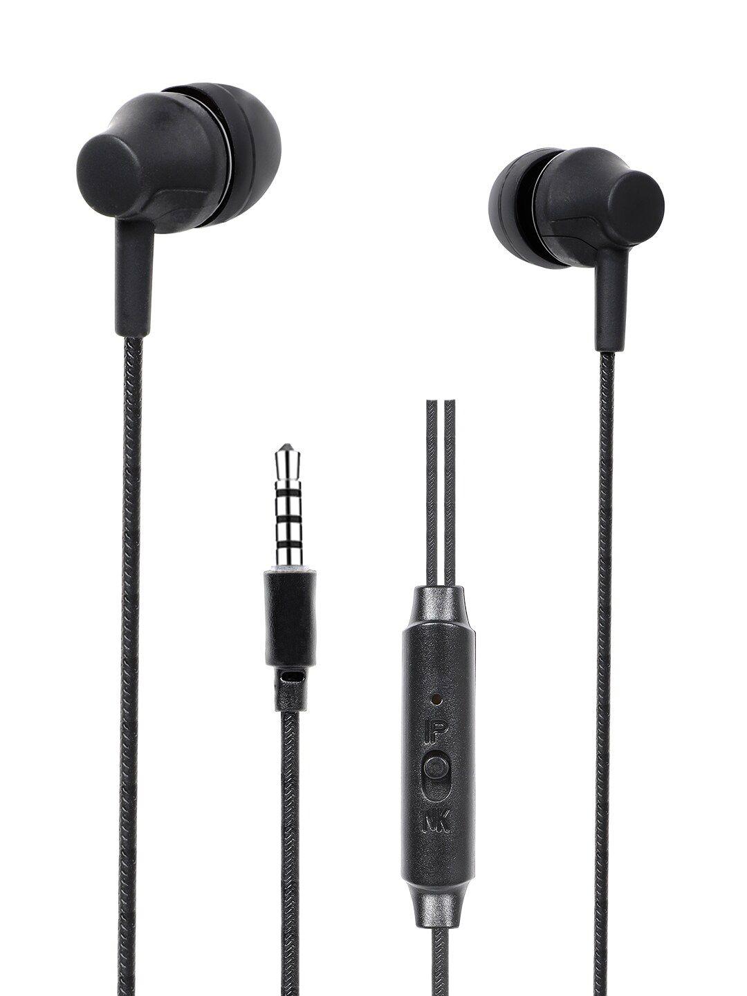 swagme black solid superbass ie002 in-ear wired earphones with mic