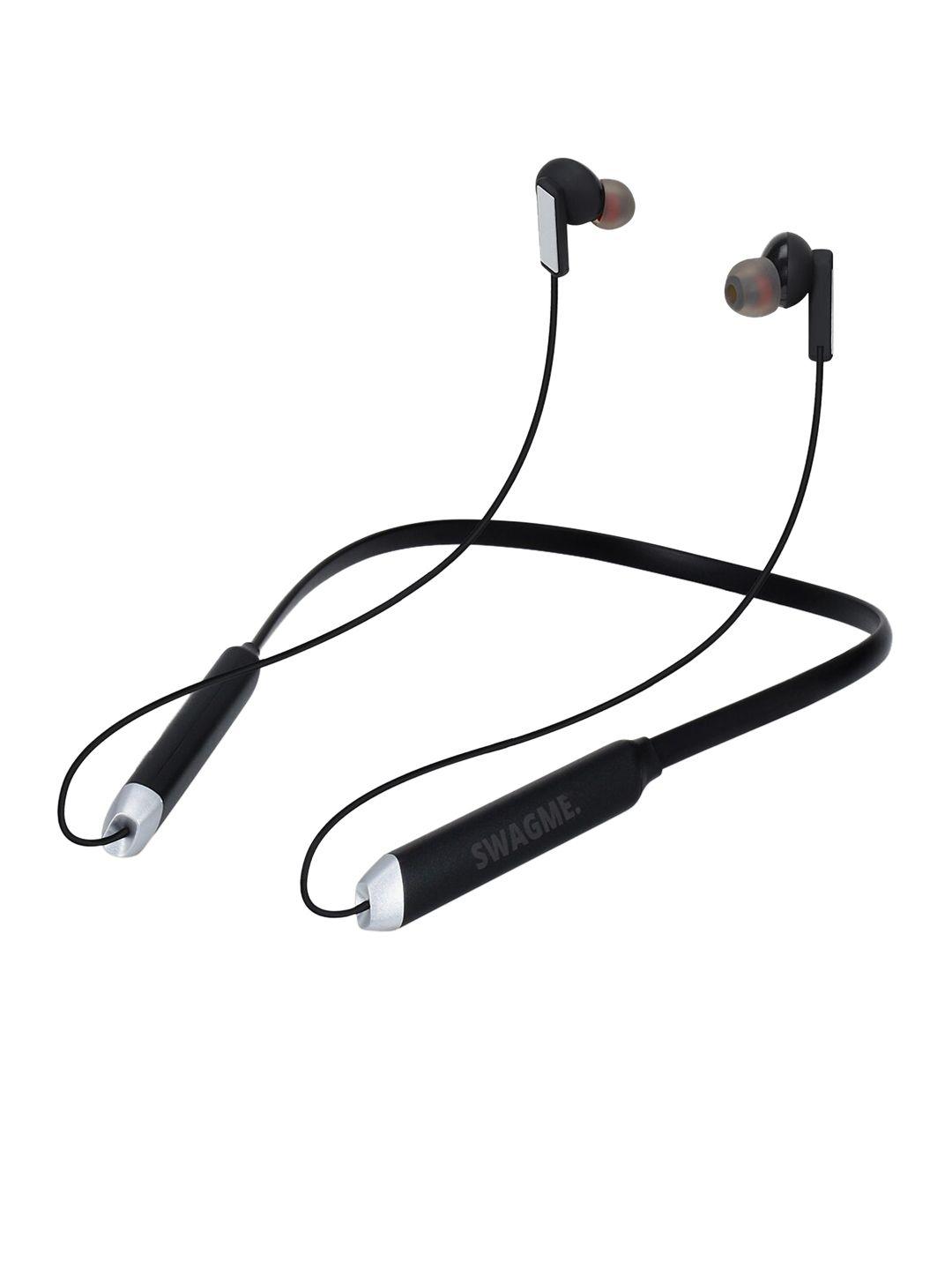 swagme black wireless neckband headphones with bluetooth