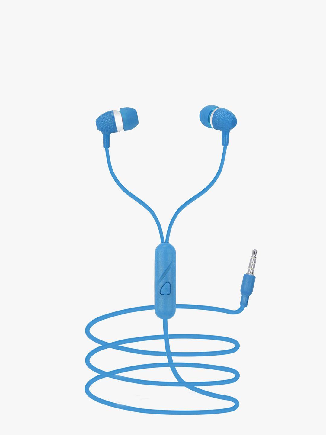swagme blue ear-wired headphones with mic