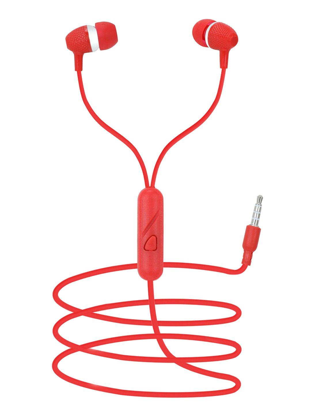 swagme red solid  boomdhoom ie009 in-ear wired earphones with mic