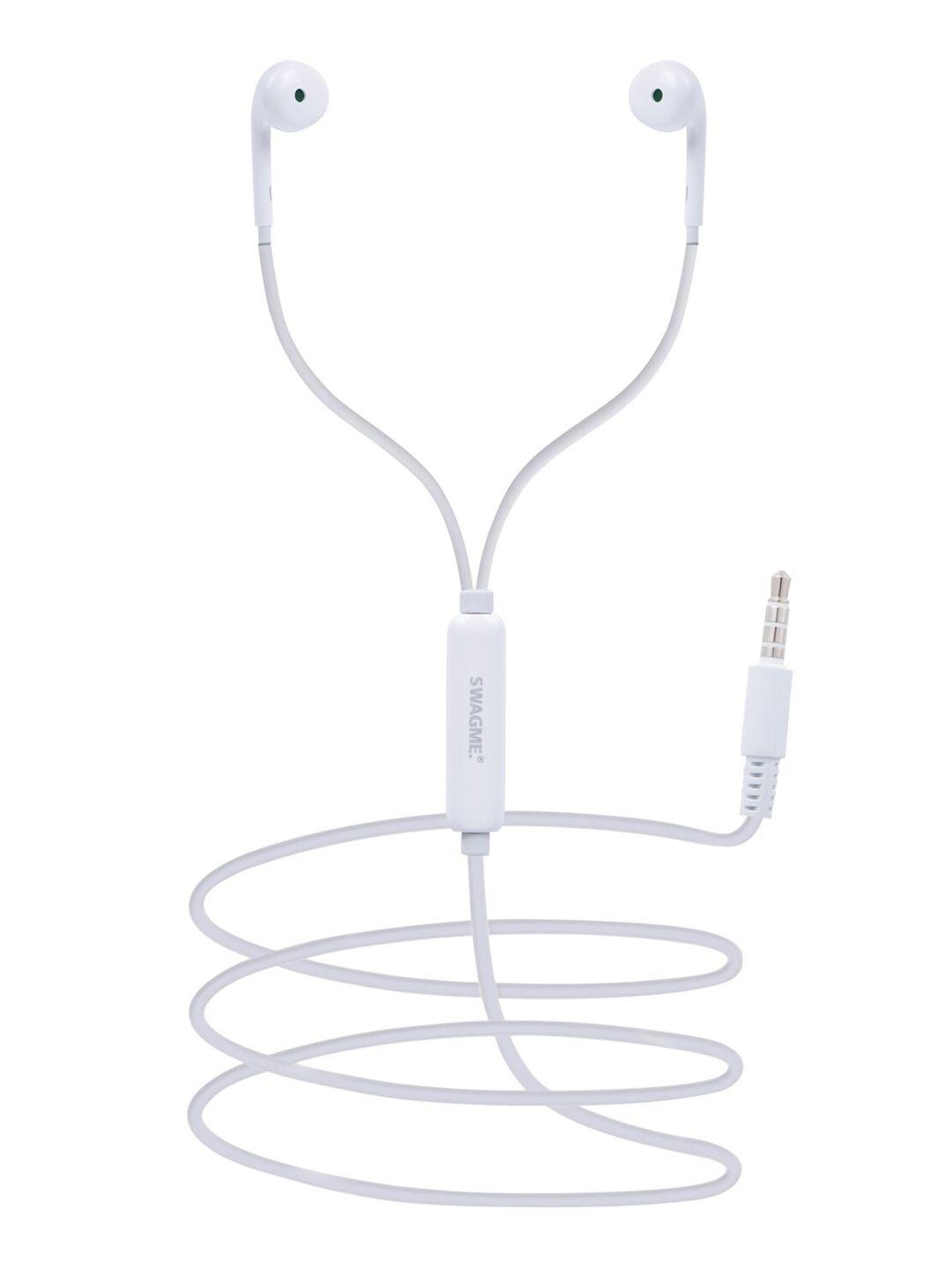 swagme unisex white solid in ear headphones
