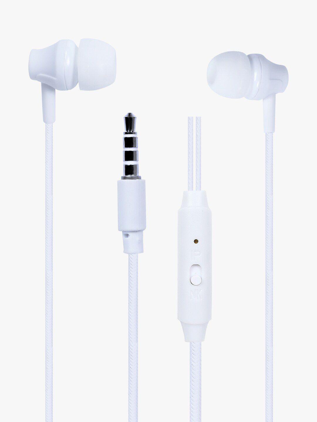 swagme white solid superbass ie002 in-ear wired earphones with mic