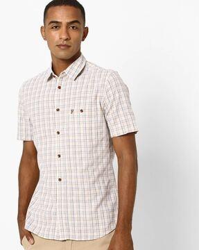 swane checked slim fit shirt with patch pocket