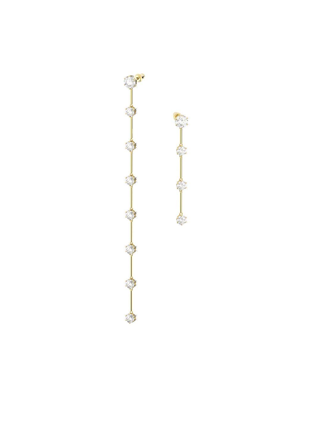 swaovski gold-plated asymmetrical constella earrings