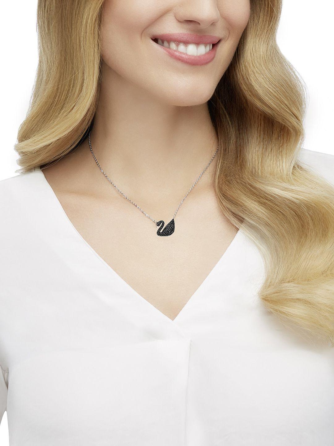 swarovski black rhodium-plated iconic swan pendant