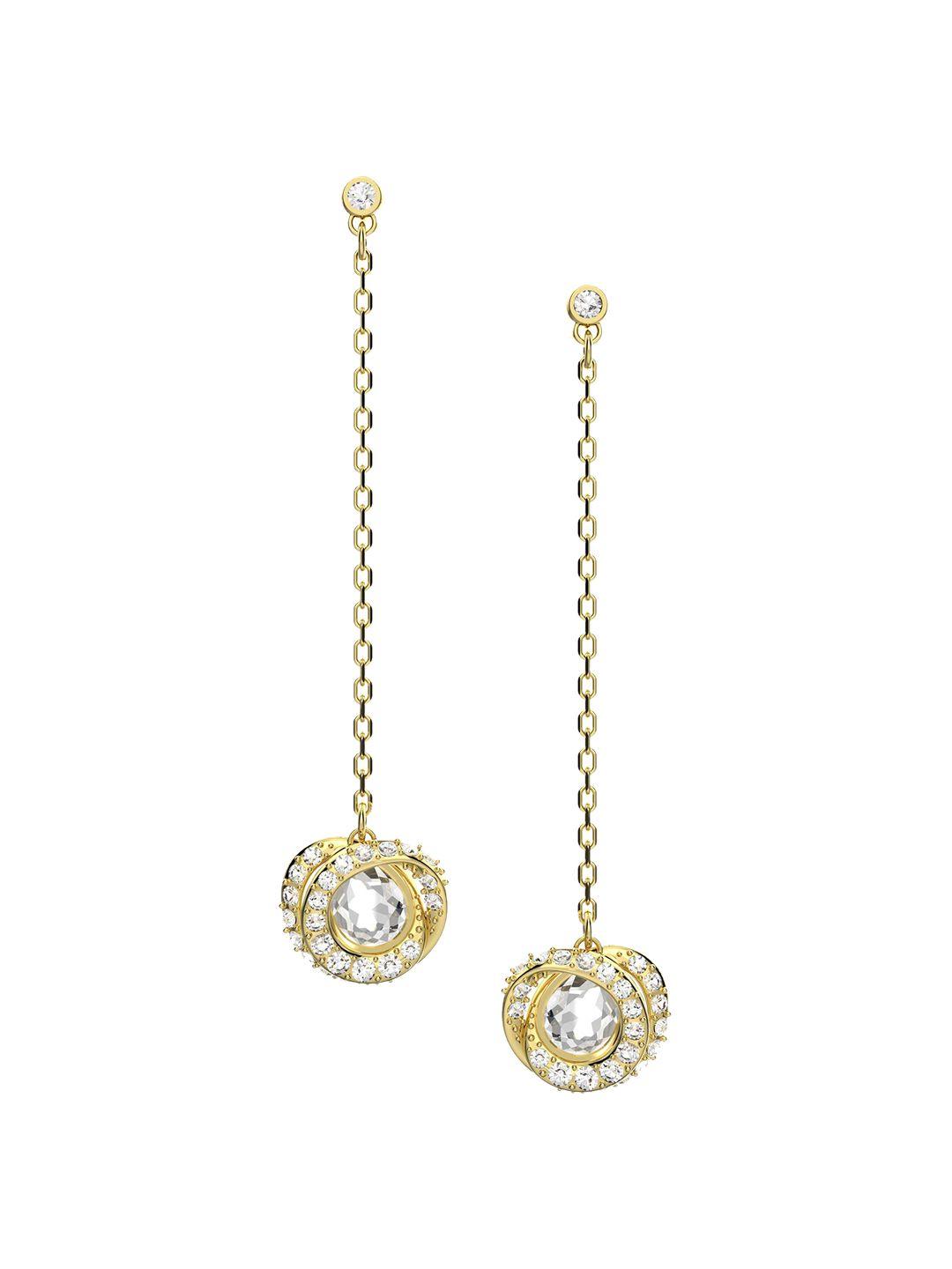 swarovski gold-toned contemporary drop earrings
