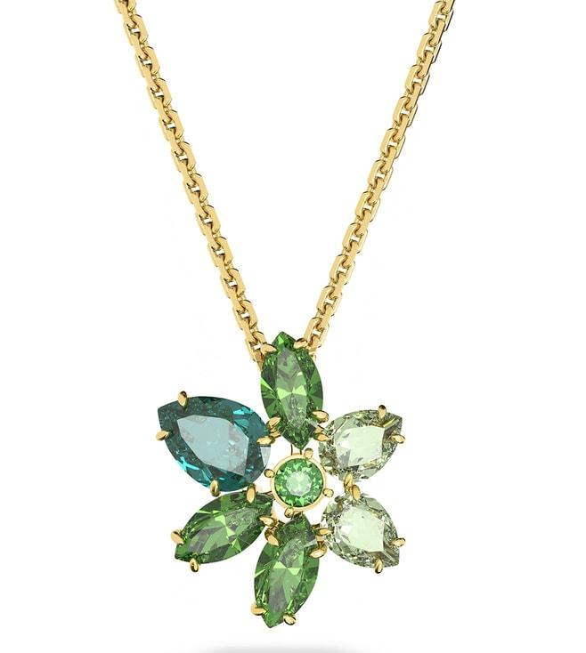 swarovski green gema flower pendant