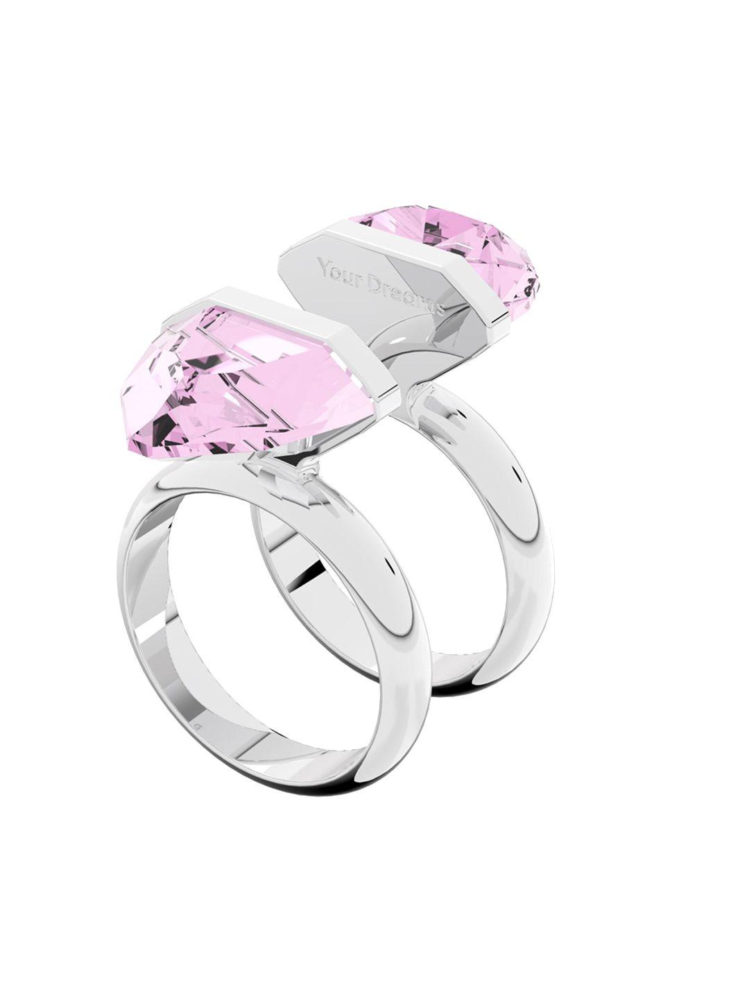 swarovski pink rhodium-plated magnetic lucent ring