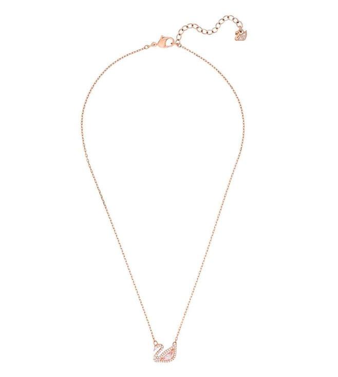 swarovski pink rose gold-tone plated swan dazzling swan necklace