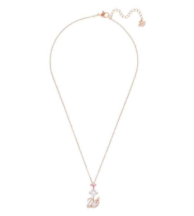 swarovski pink rose gold-tone plated swan dazzling swan y necklace