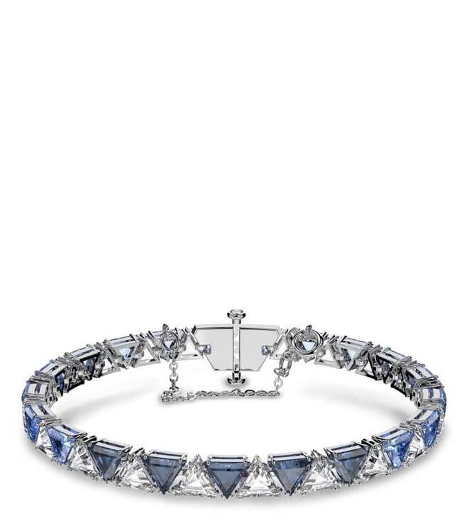 swarovski triangle zirconia blue rhodium plated millenia bracelet