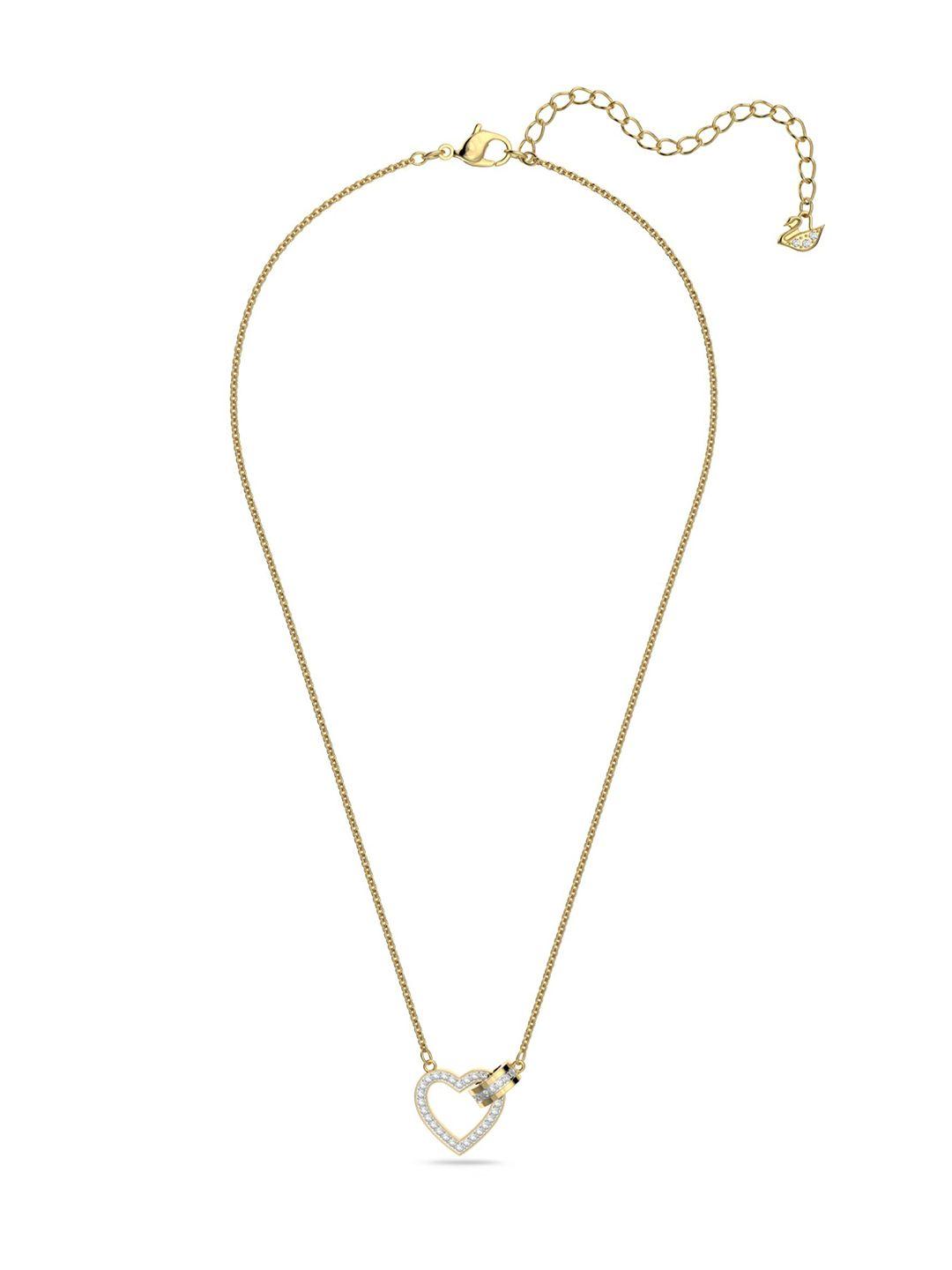 swarovski white & gold-plated lovely crystal heart pendant necklace