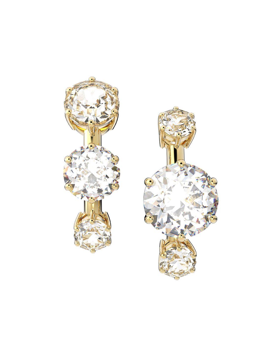 swarovski white & gold-toned contemporary constella studs earrings