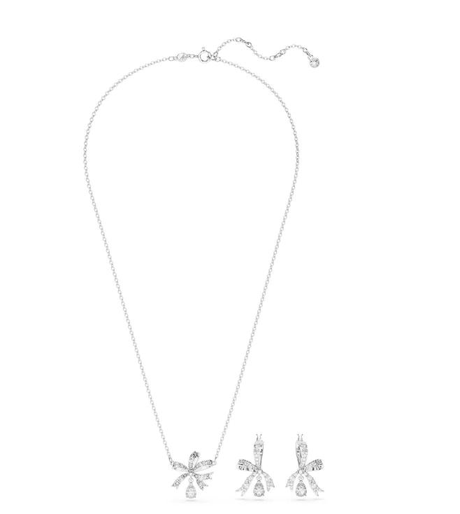 swarovski white volta bow necklace & earring set