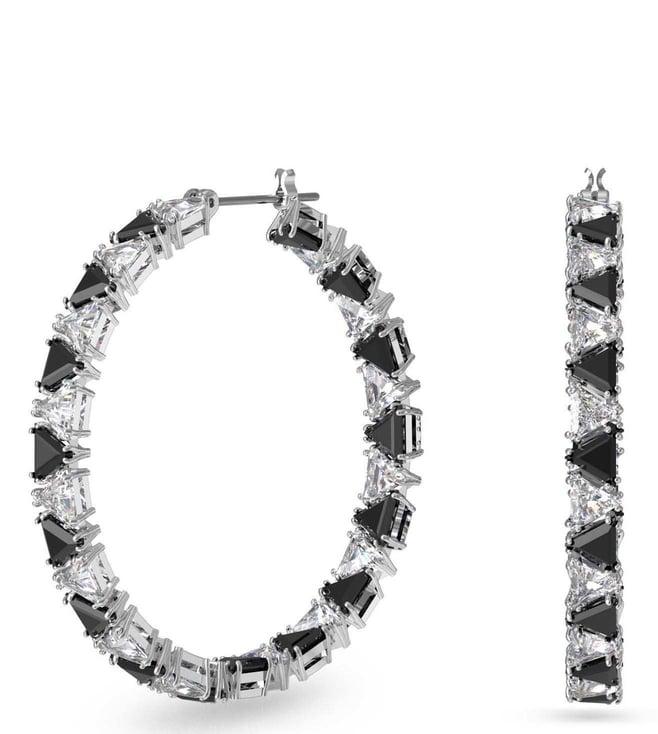 swarovski black rhodium plated triangle cut ortyx hoop earrings