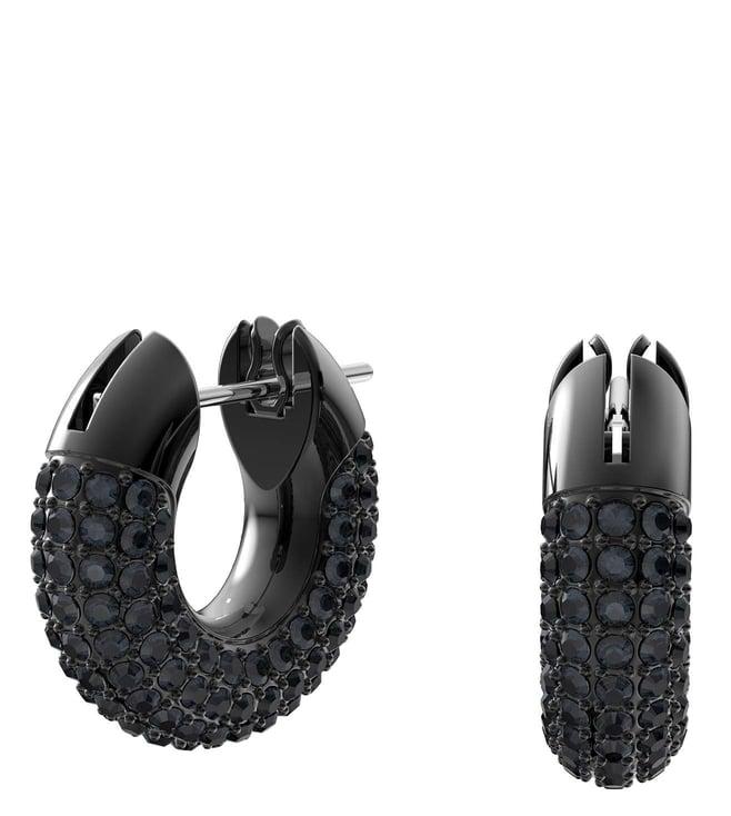 swarovski black ruthenium plated pave small dextera hoop earrings