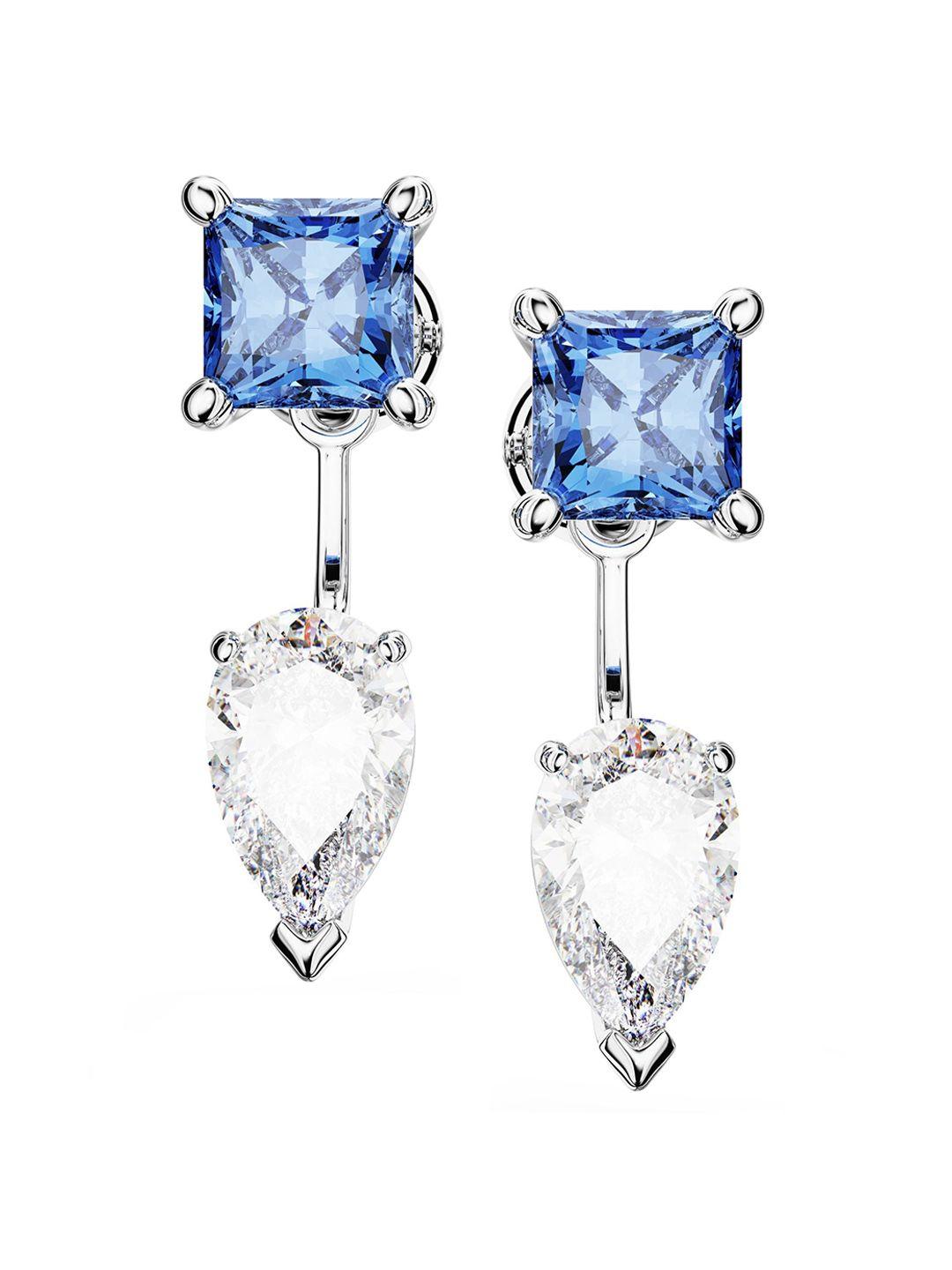 swarovski blue contemporary drop earrings