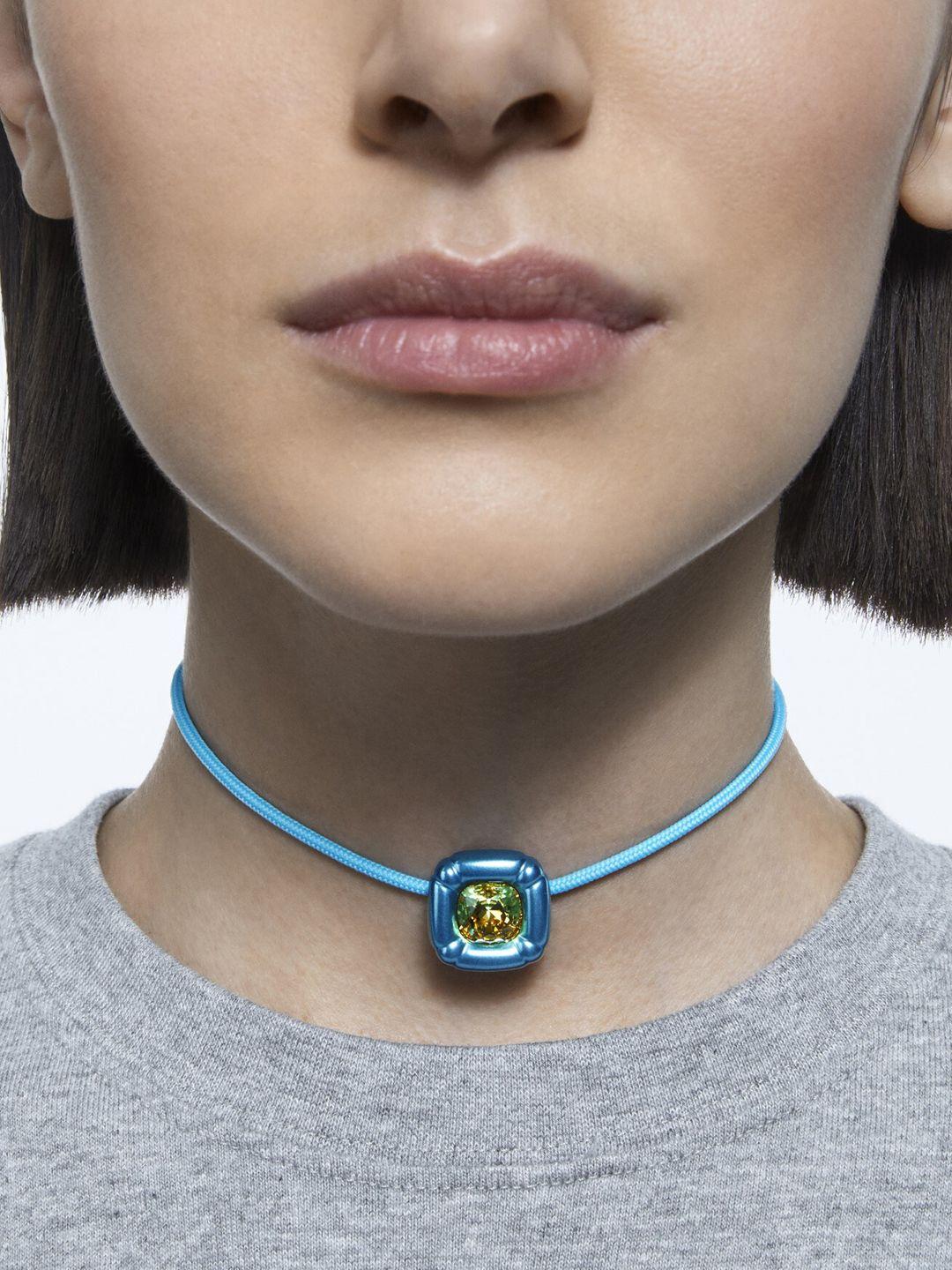 swarovski blue copper choker necklace