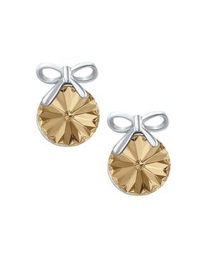 swarovski crystals rhodium-plated bow studs