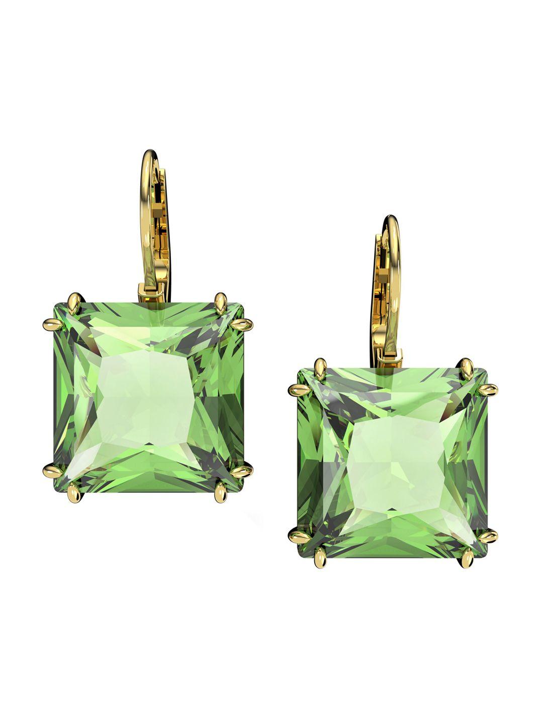 swarovski green & gold-tone plated earrings