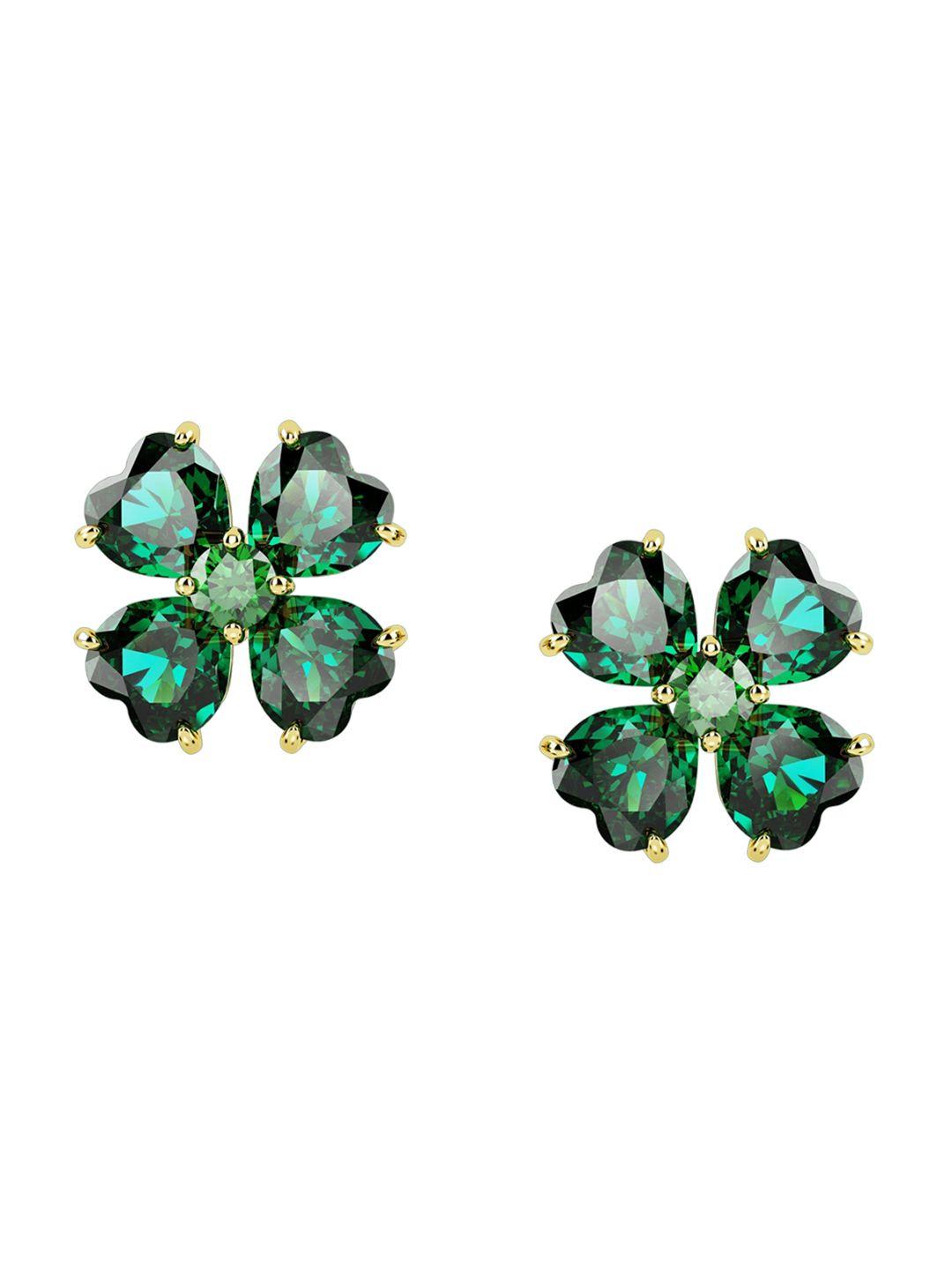 swarovski green contemporary studs earrings