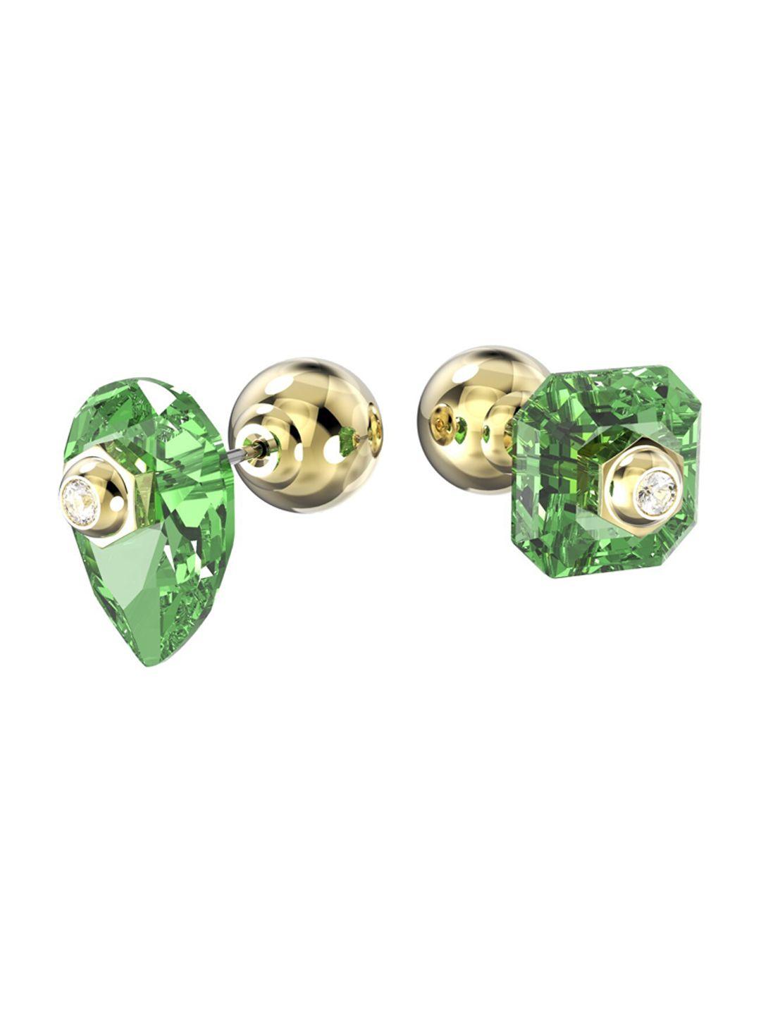 swarovski green gold plated studiosa stud earrings