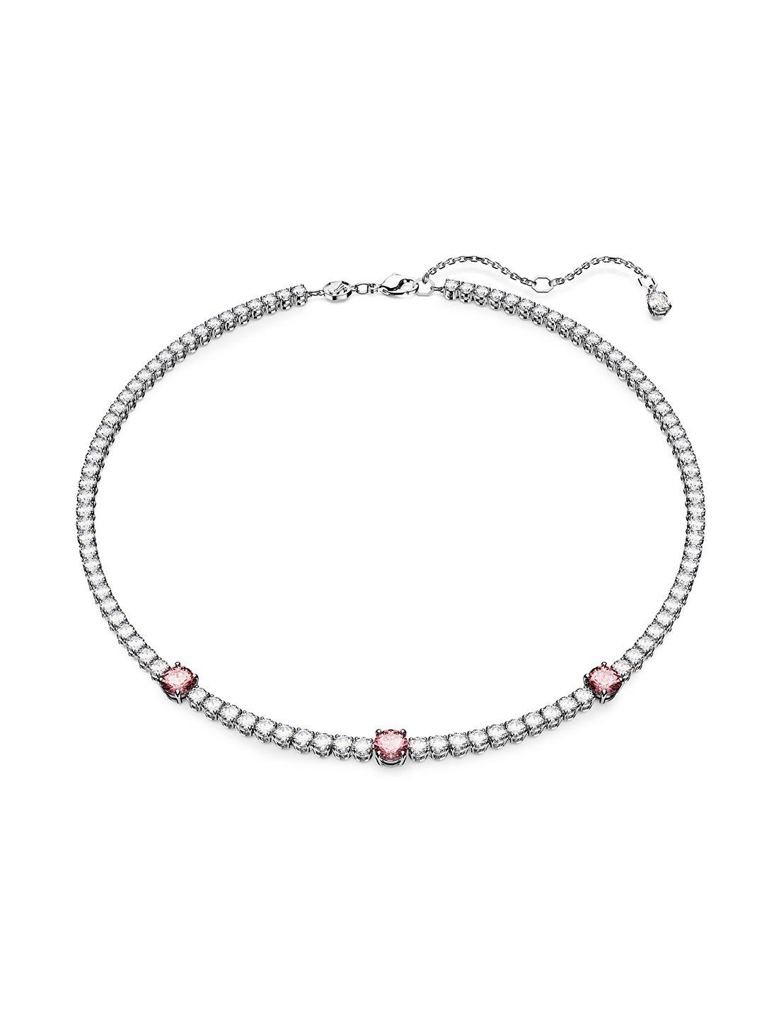 swarovski matrix tennis rhodium-plated crystals-studded necklace