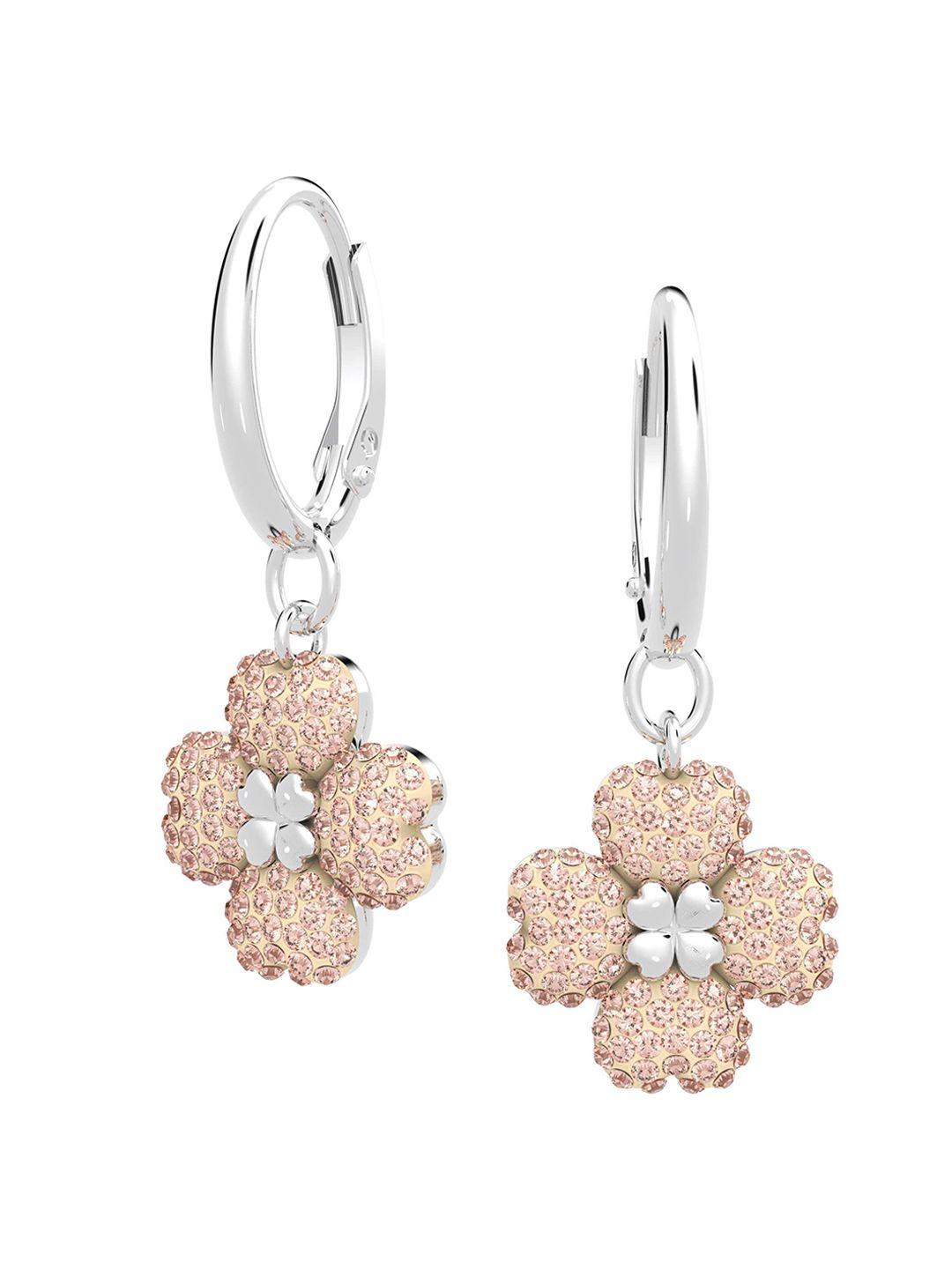 swarovski peach-coloured heart shaped drop earrings