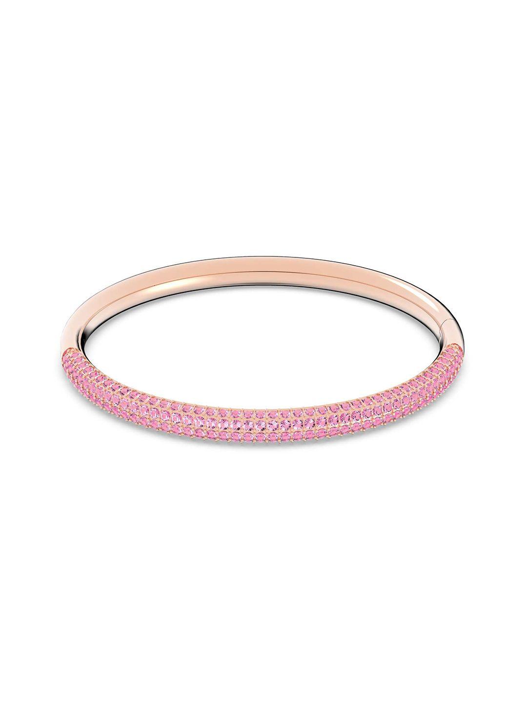 swarovski pink crystals rose gold-plated bangle-style bracelet