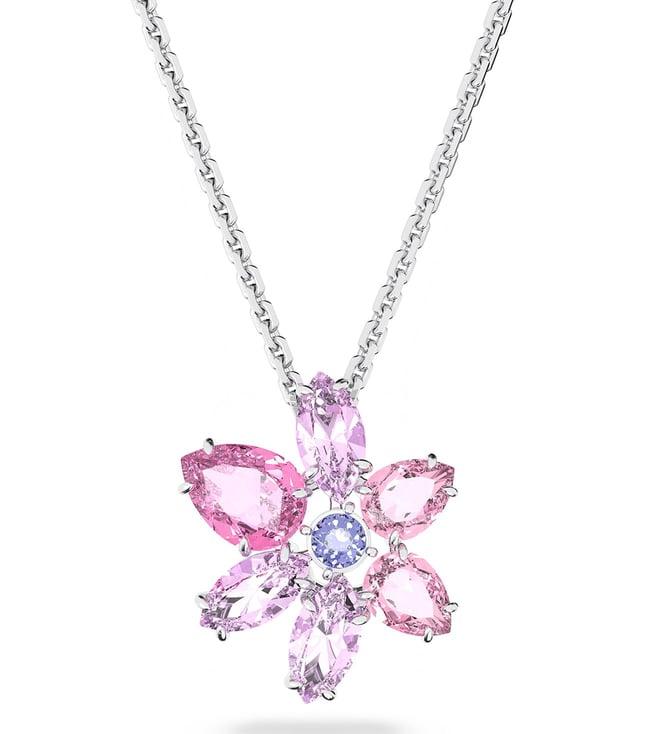 swarovski pink gema flower pendant