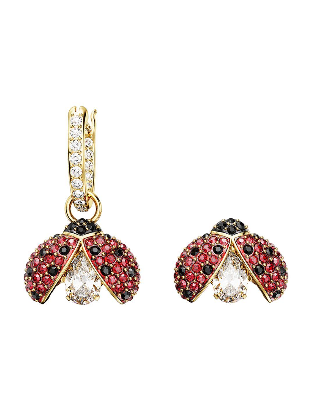 swarovski red contemporary jhumkas earrings