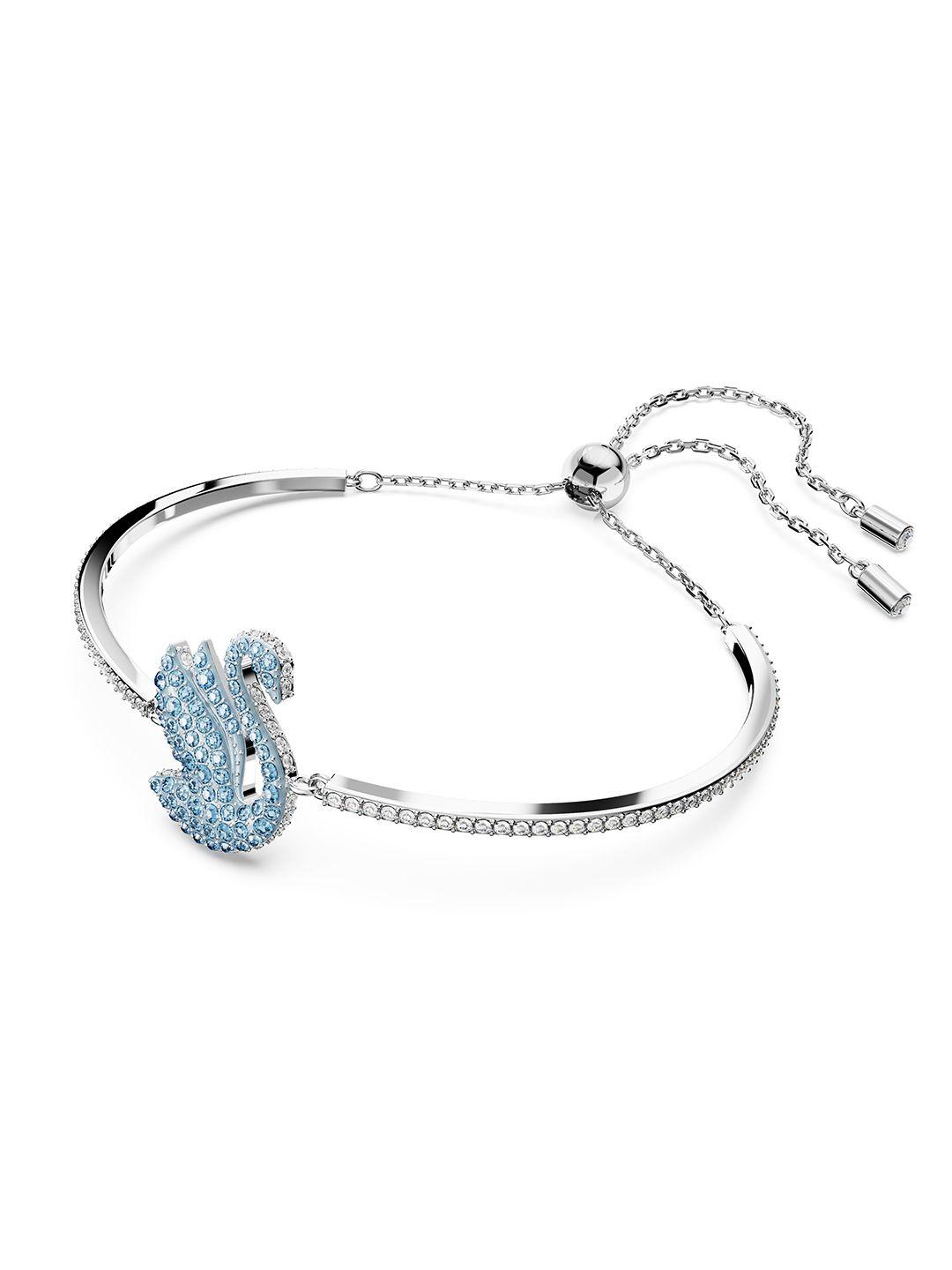 swarovski rhodium-plated crystals studded charm bracelet