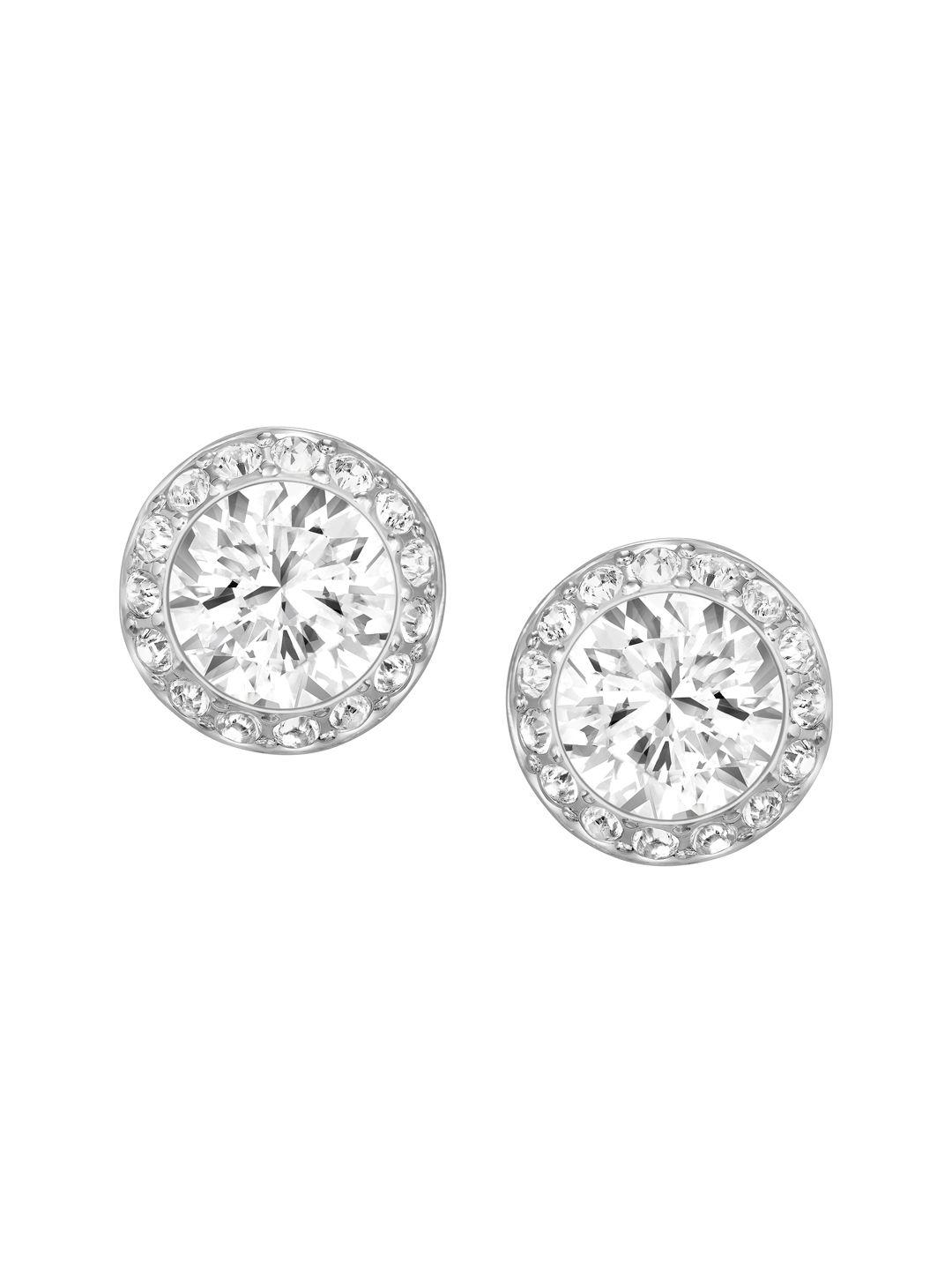 swarovski rhodium-plated silver-toned angelic pierced earrings