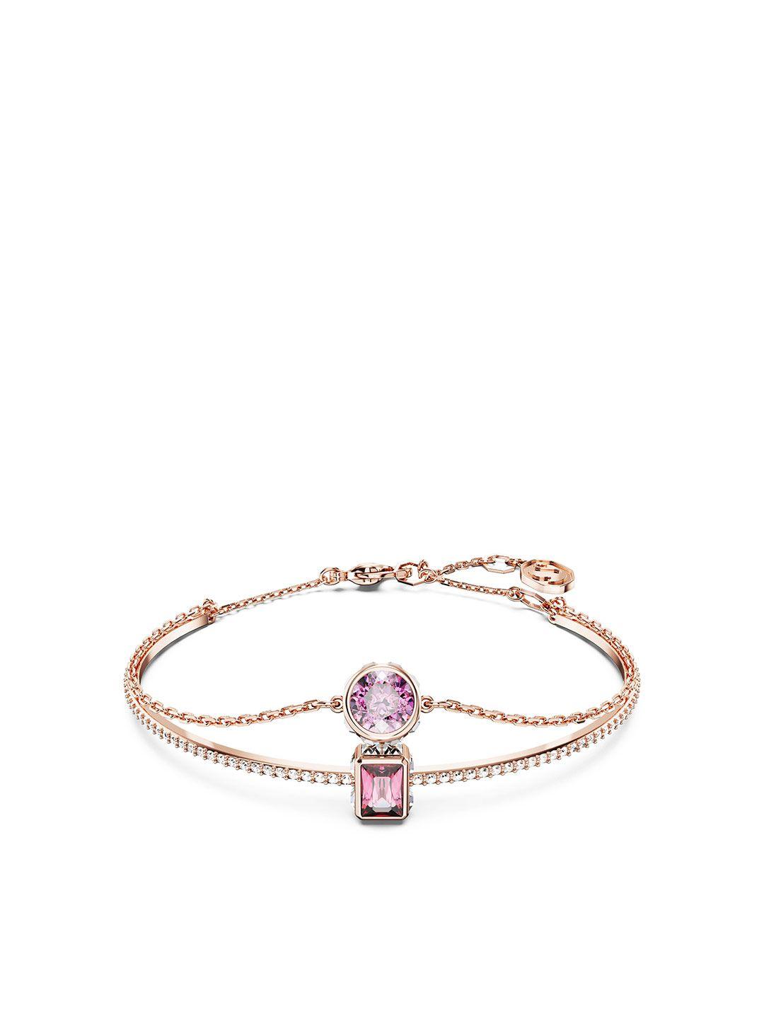 swarovski rose gold-plated crystals studded wraparound bracelet