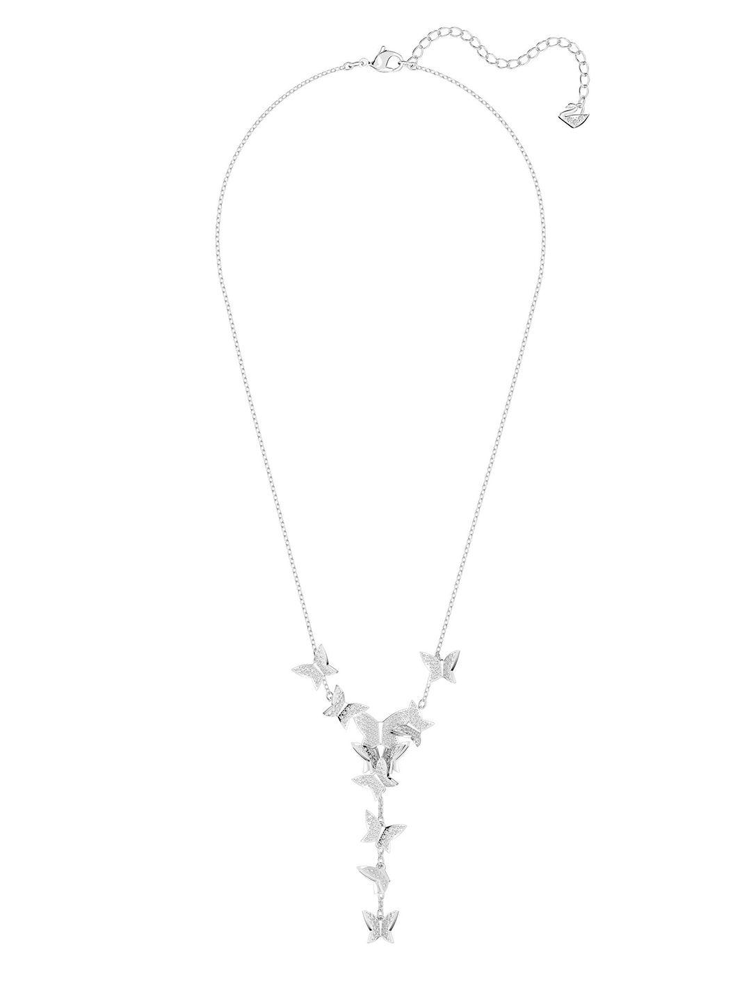 swarovski silver-toned & white rhodium-plated necklace