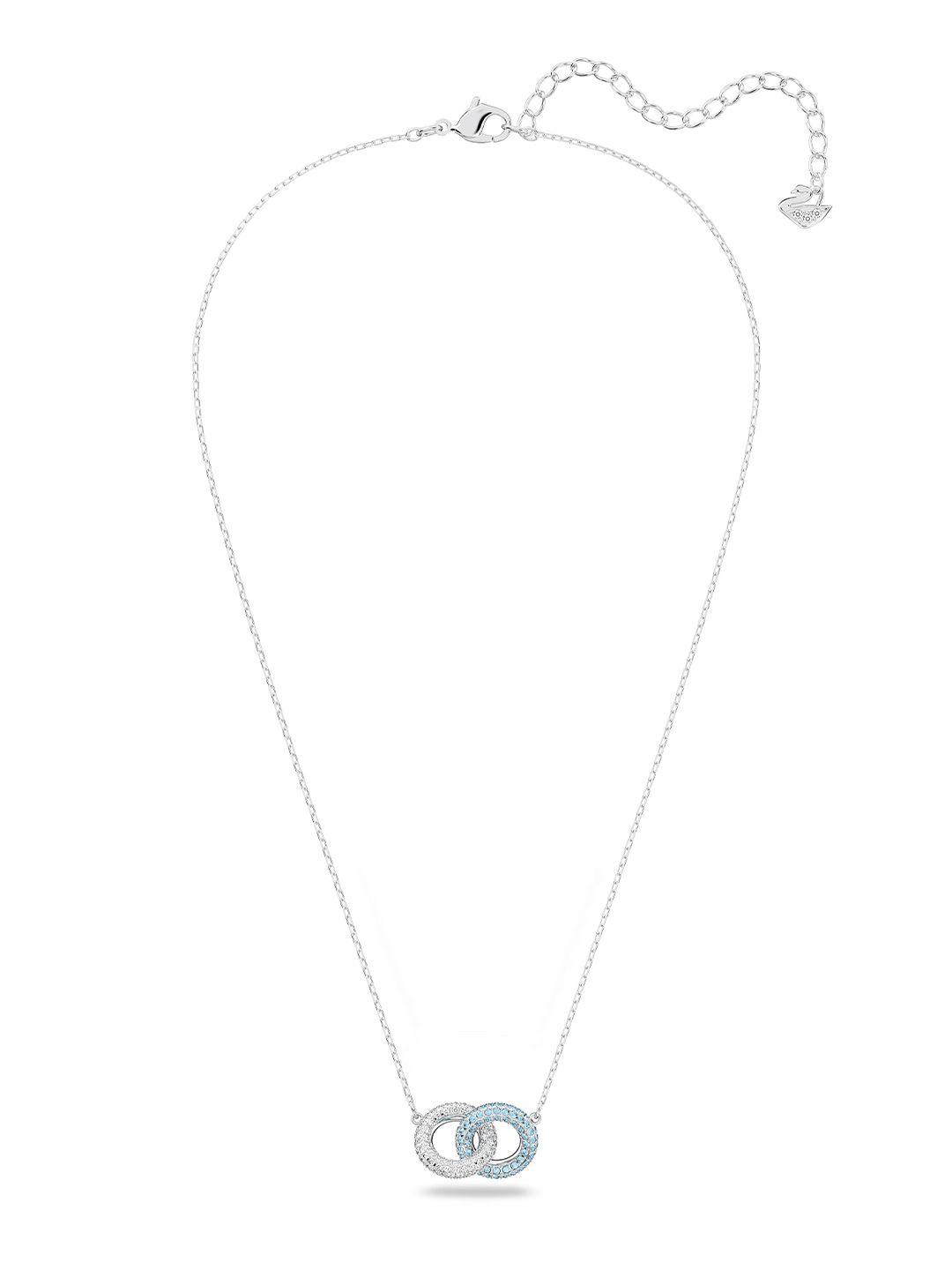 swarovski silver-toned stone:necklace aqua/cry/rhs rhodium plated