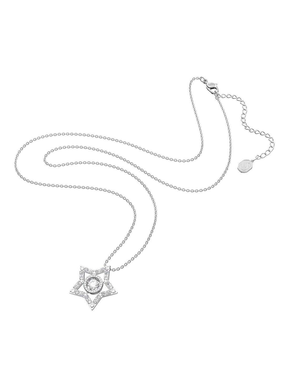 swarovski stella pendant star, white, rhodium plated