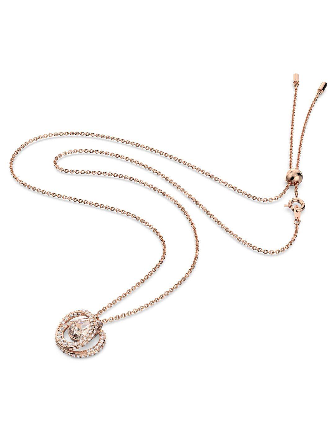 swarovski white & gold-toned rose gold-plated necklace