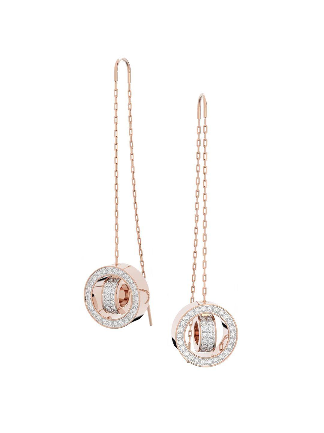 swarovski white & rose gold contemporary drop earrings