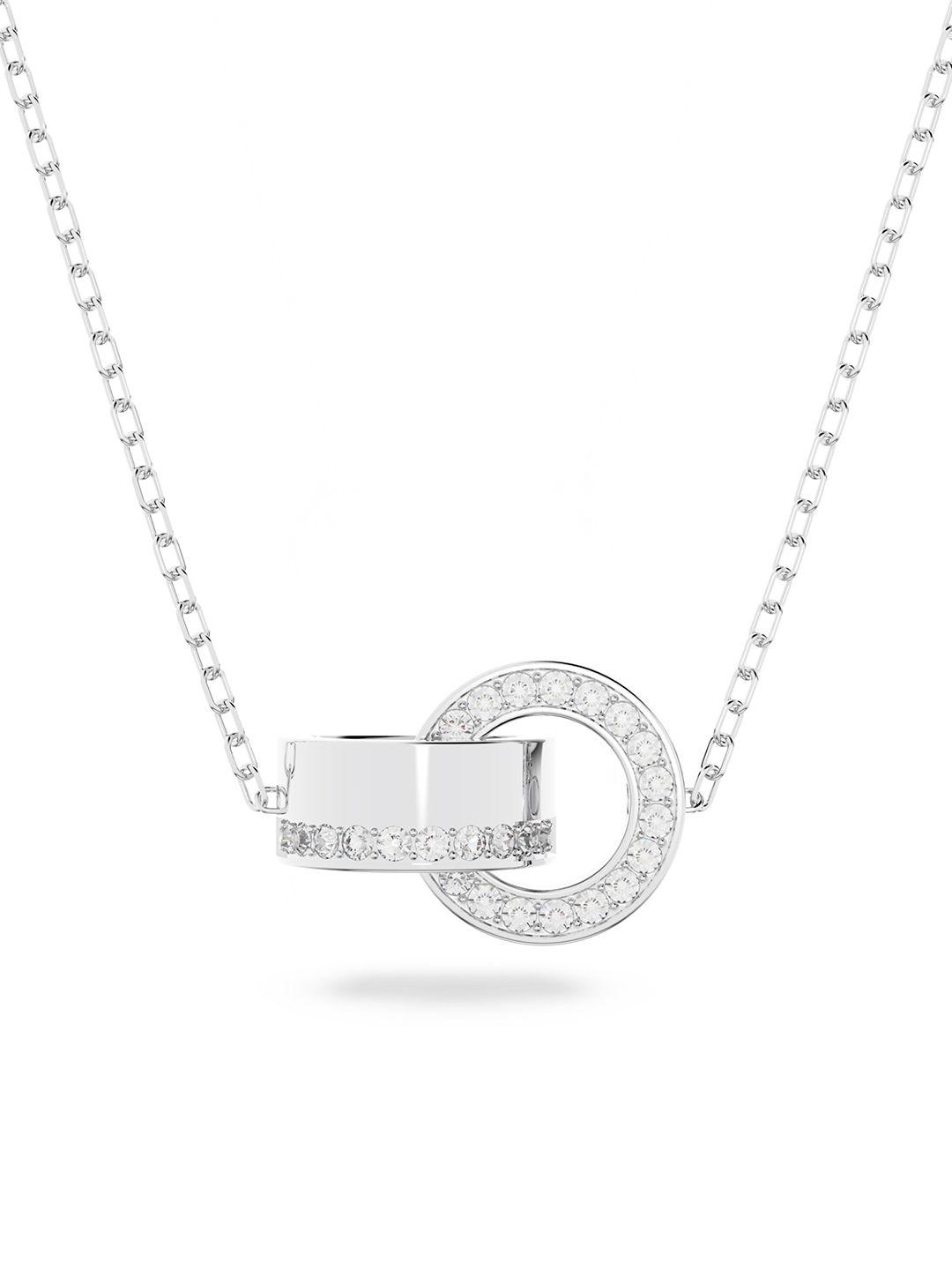 swarovski white & silver-toned rhodium-plated pendant