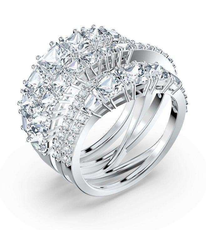 swarovski white hyperbola rhodium plated ring