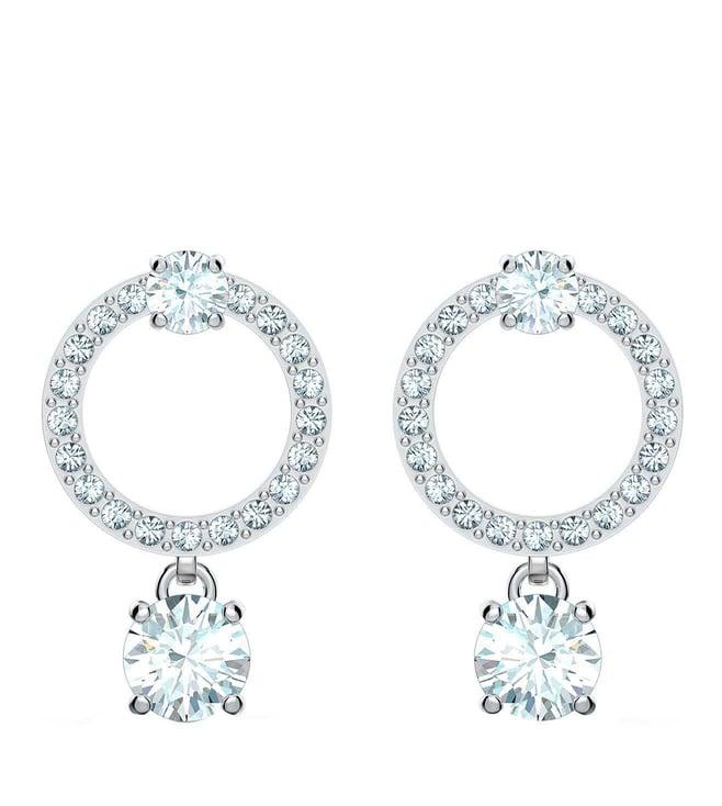 swarovski white rhodium plated circle attract hoop earrings